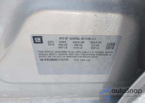 2016 Chevrolet Cruze Limited 1Lt Auto z USA, uszkodzony, nr VIN 1G1PE5SB9G7176776